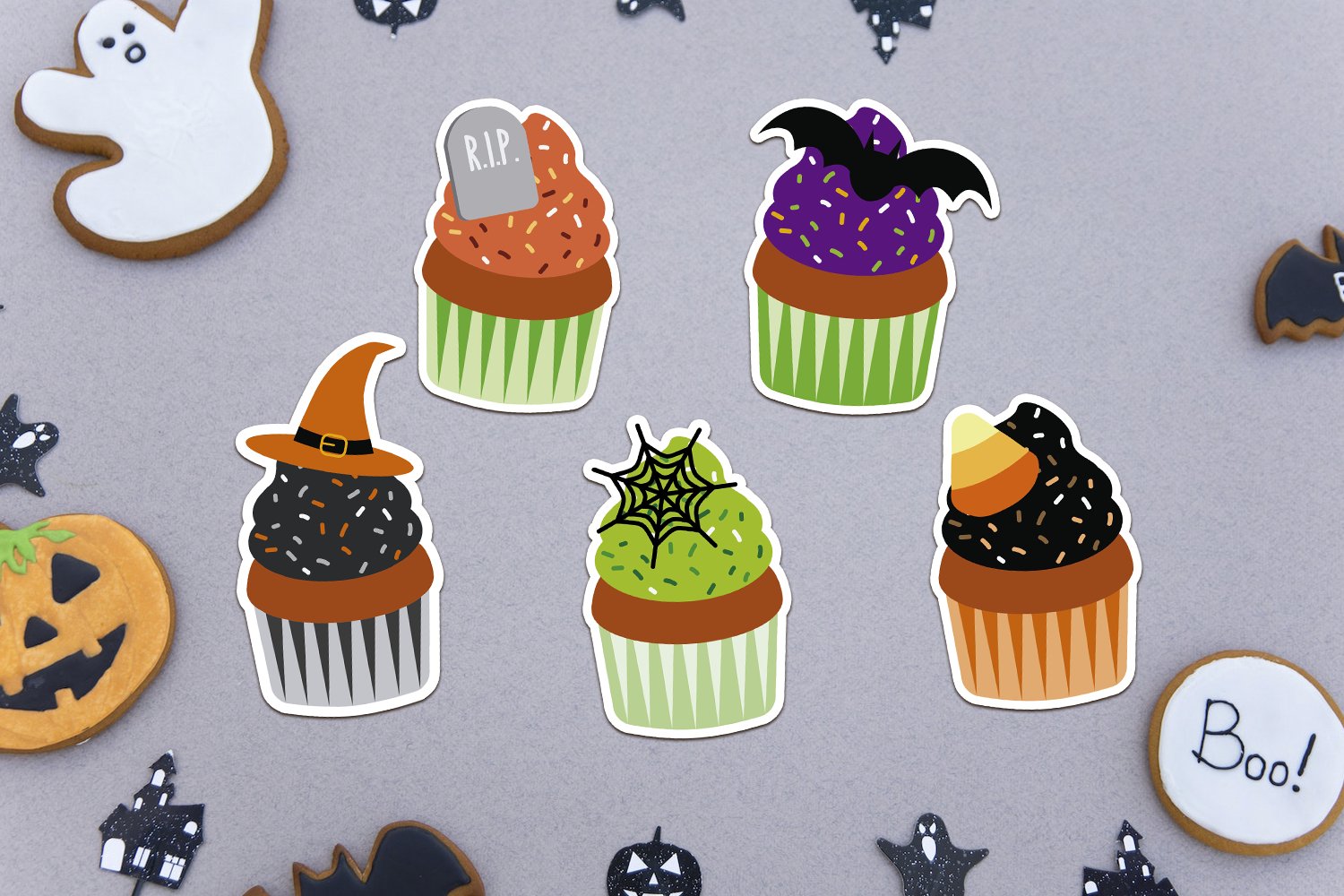 Halloween Cupcakes Stickers Bundle | 12 Designs view 3
