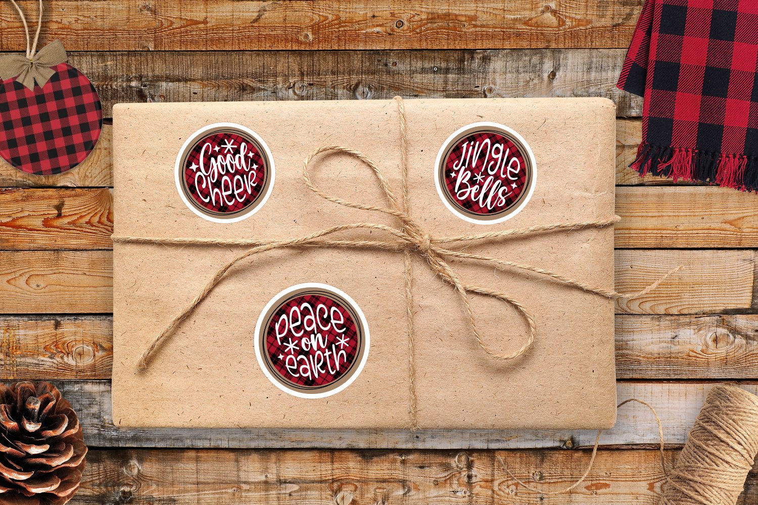 Christmas Sticker Bundle | Buffalo Plaid Christmas png view 3