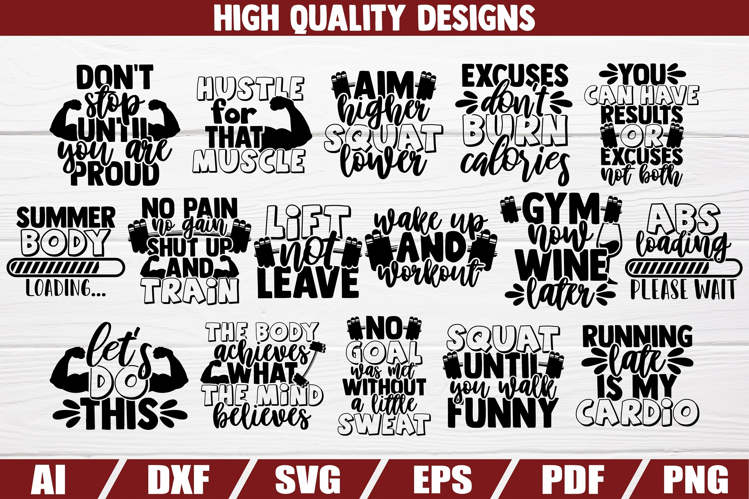 Gym BUNDLE - 30 designs - workout - cardio - shirt print view 3