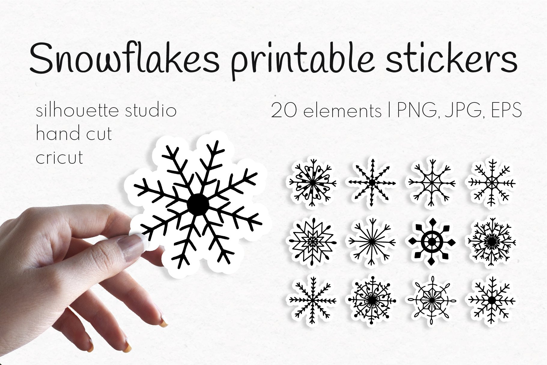 Printable Christmas Sticker Bundle | Snowflakes Stickers
