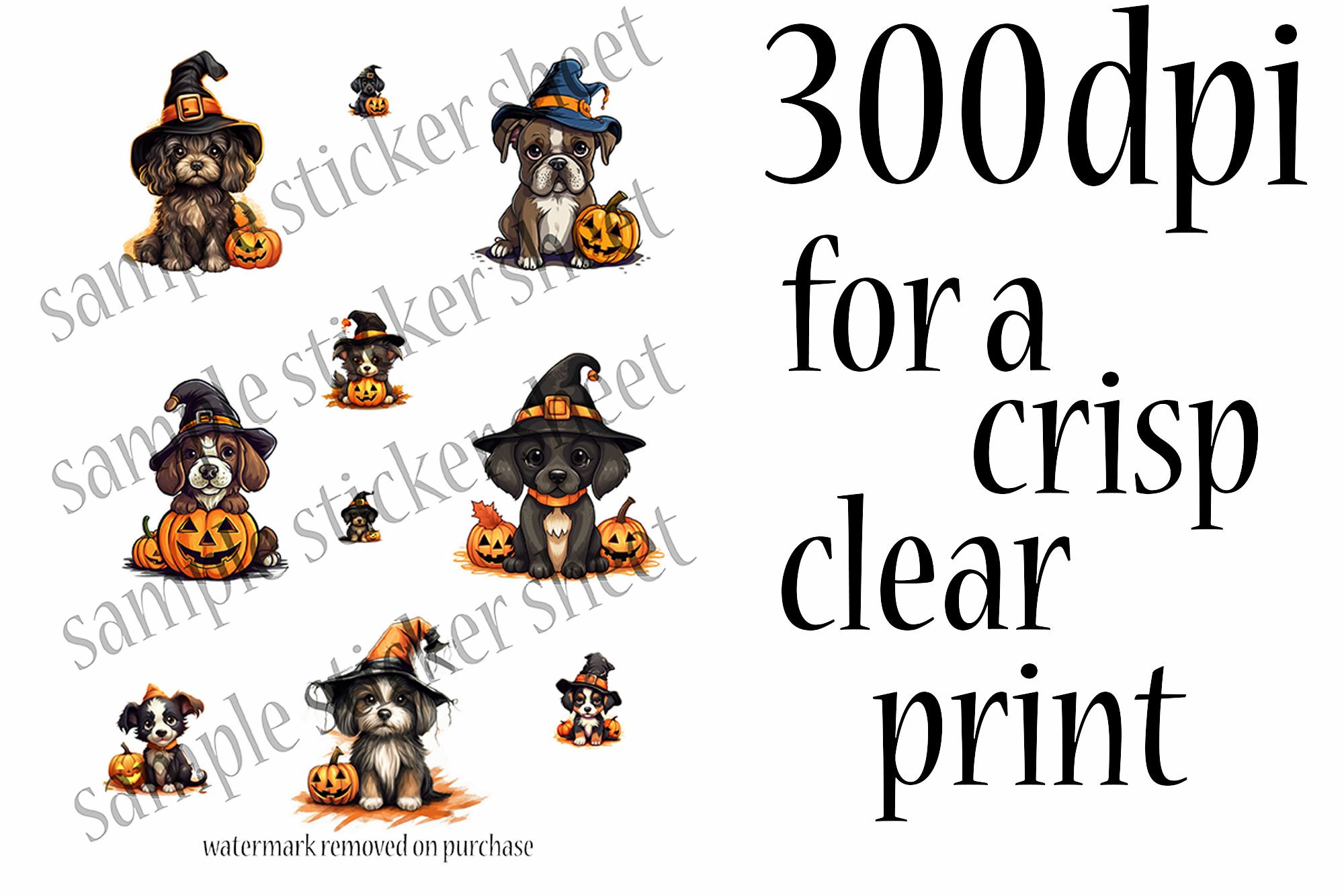Dog Halloween Sticker Bundle - Printable Cute Dog Stickers view 3
