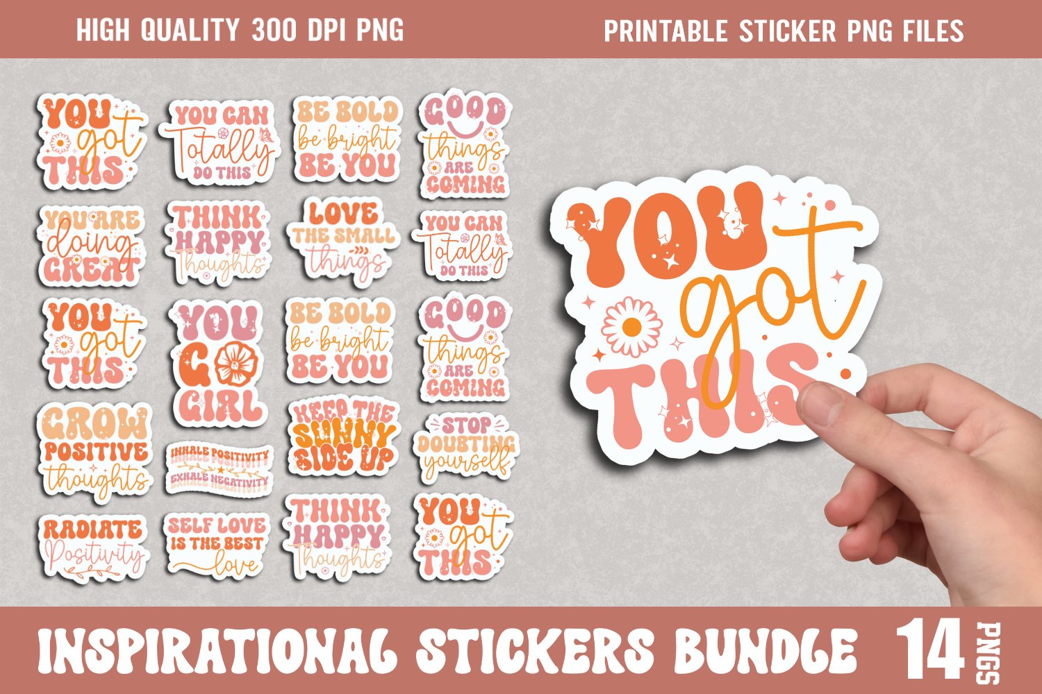Inspirational Quotes Sticker Bundle, Mental Health Sticker