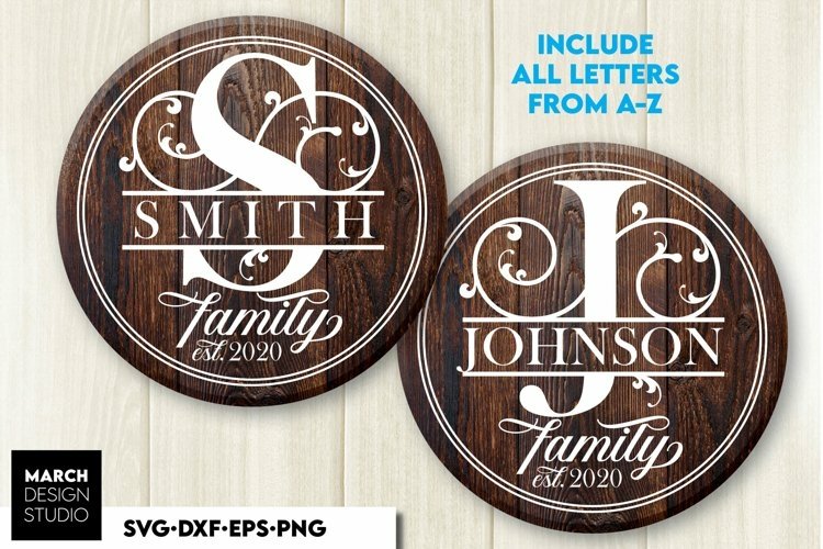 Family Monogram SVG | Circle Monogram SVG | Split Letters