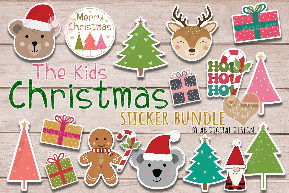 Printable Christmas Stickers for Kids | Bundle