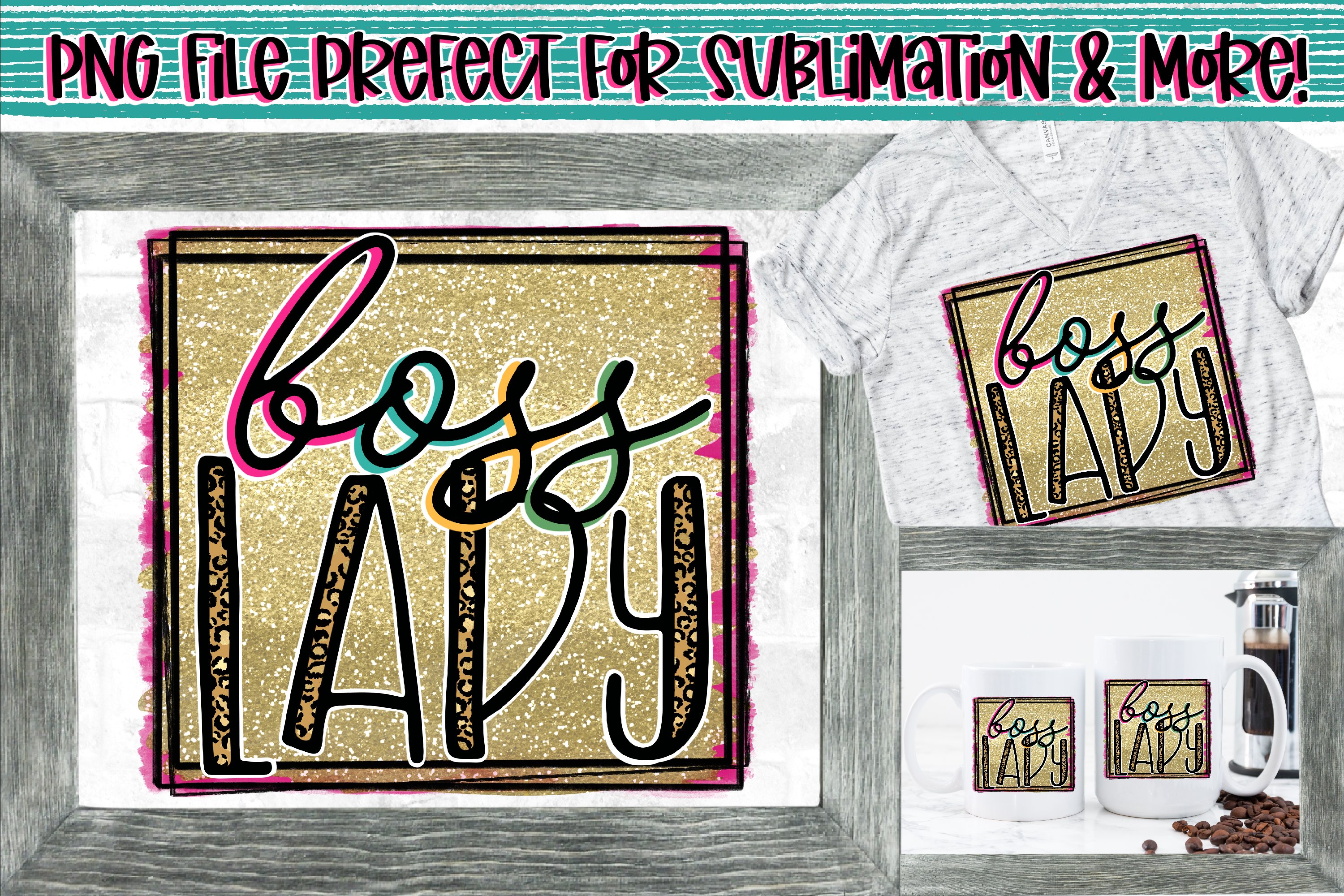 Boss Lady |Leopard Print/Gold Glitter|Sublimation   More!
