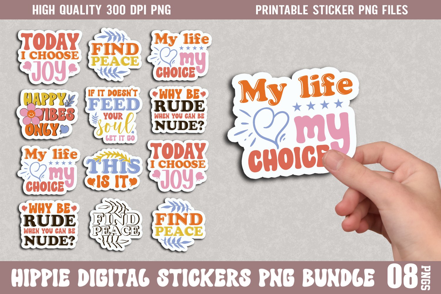 Boho Stickers bundle, boho Stickers, flower Stickers
