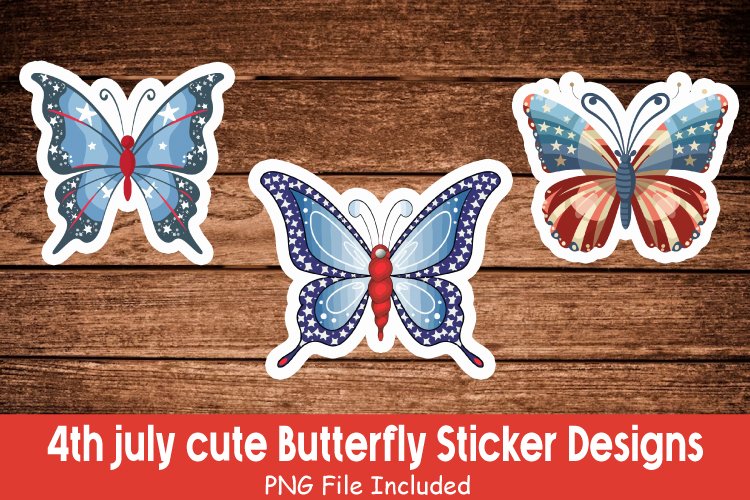 4th july cute Butterfly Sticker Bundle view 3