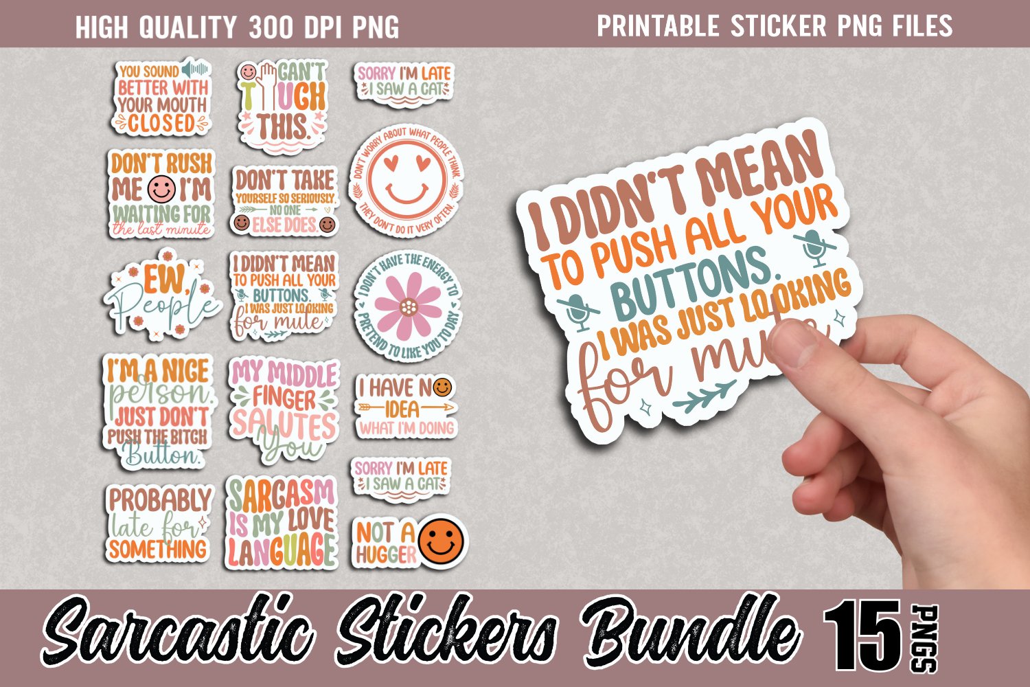 Sarcastic Quotes Sticker Bundle, Funny Sticker Bundle