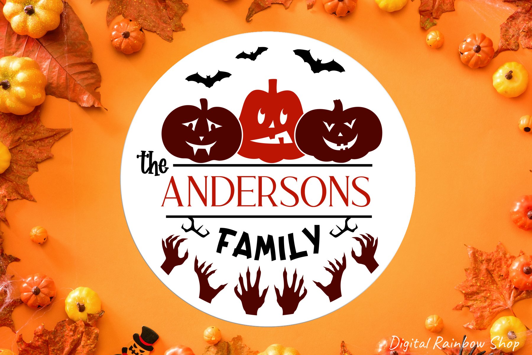 Halloween Monogram svg, Halloween round door sign bundle svg view 3