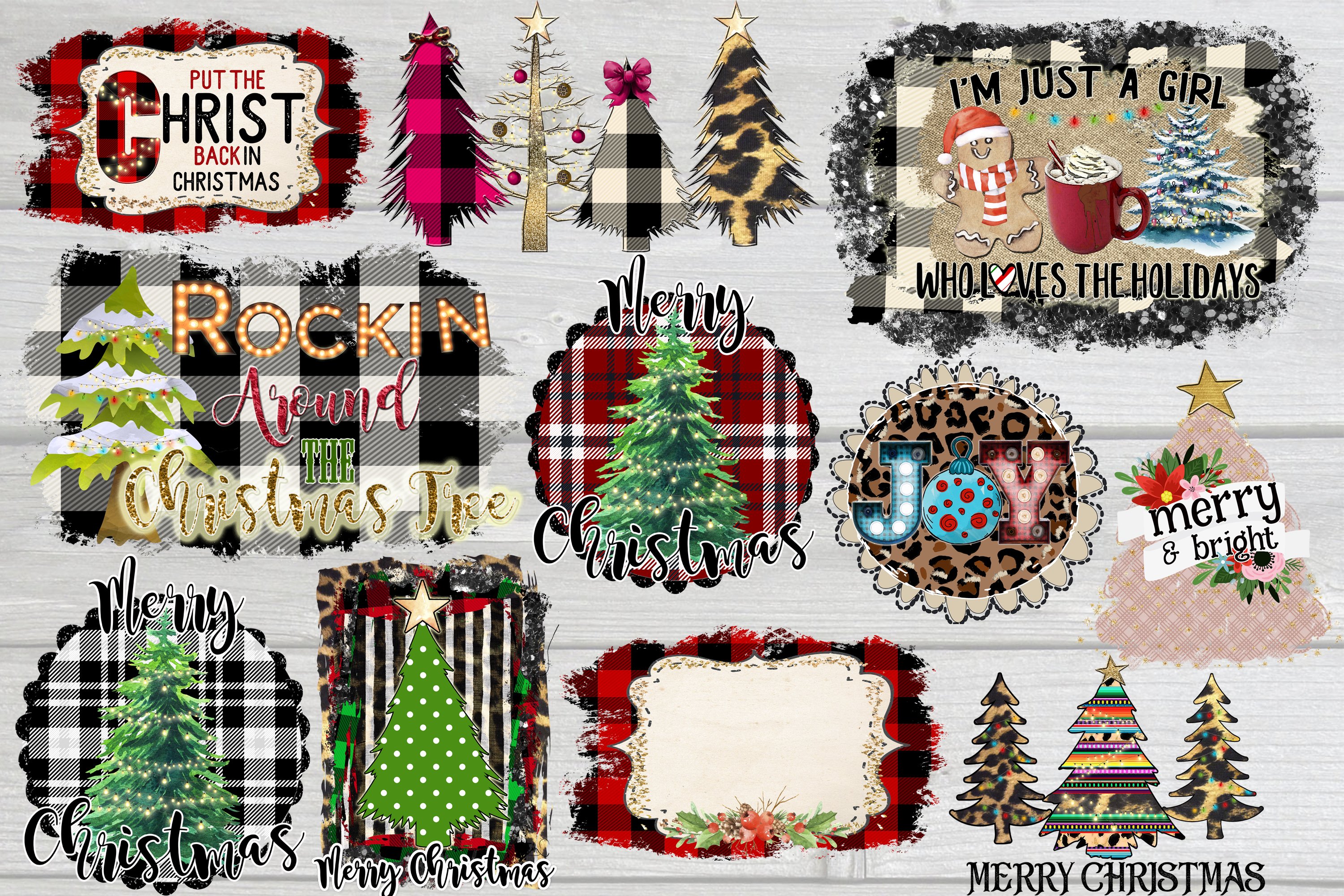 Christmas Tree Sublimation Bundle Clip Art Design view 3