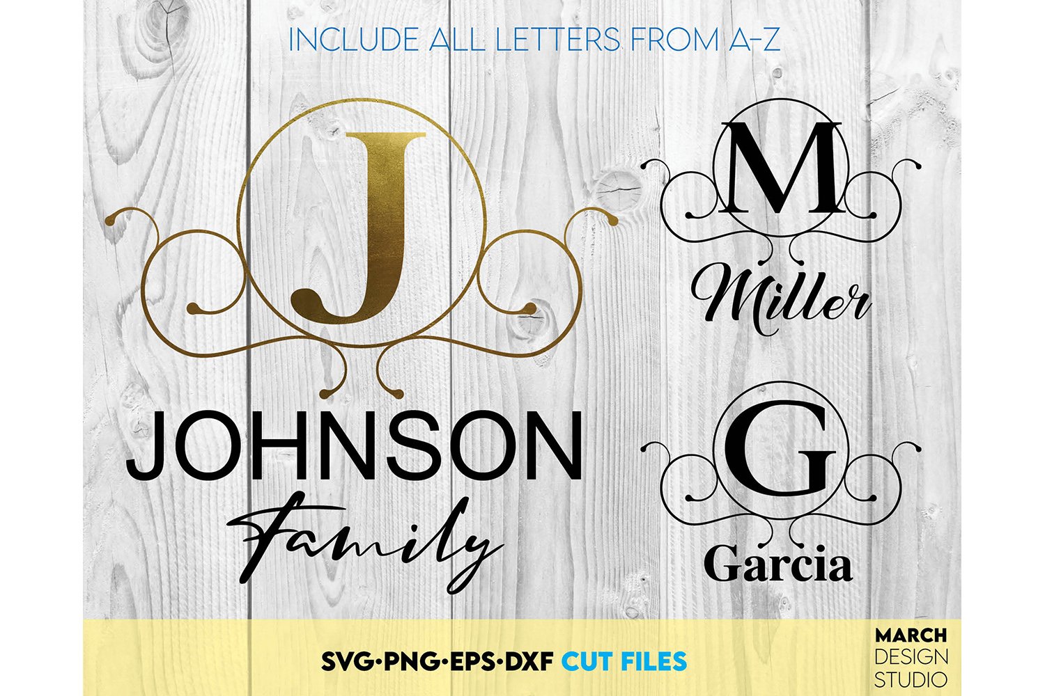 Monogram SVG, Monogram Letters SVG, Monogram Frame SVG DXF