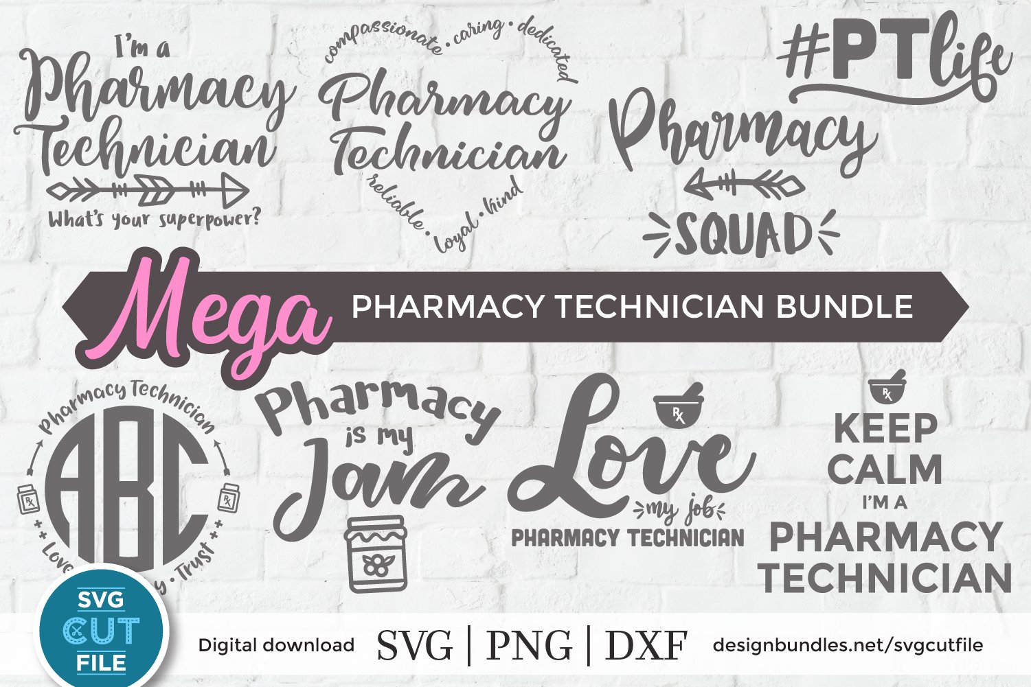 Pharmacy Technician svg bundle, PT svg or pharmacy tech svg