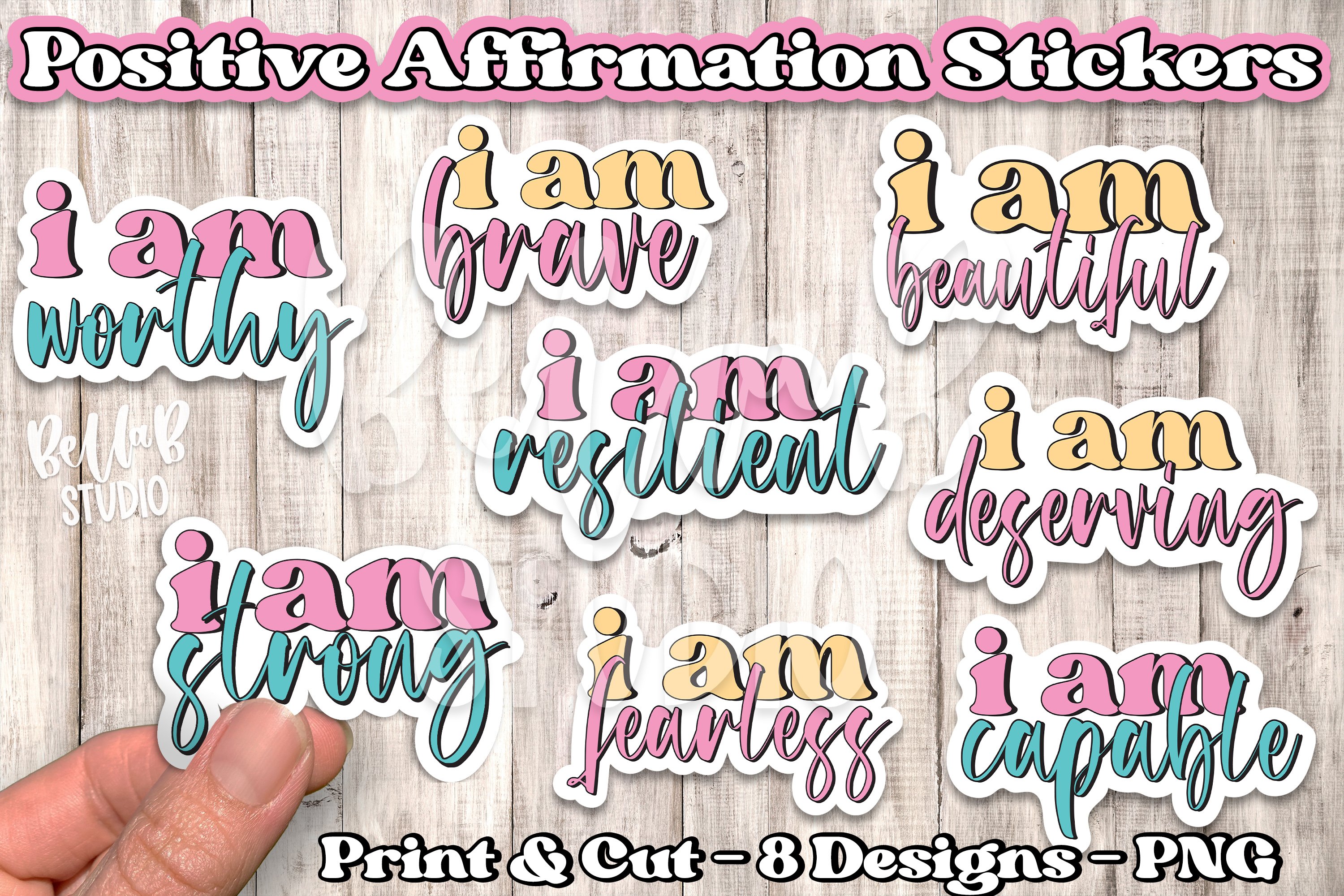 Positive Affirmation Stickers Bundle, Print and Cut