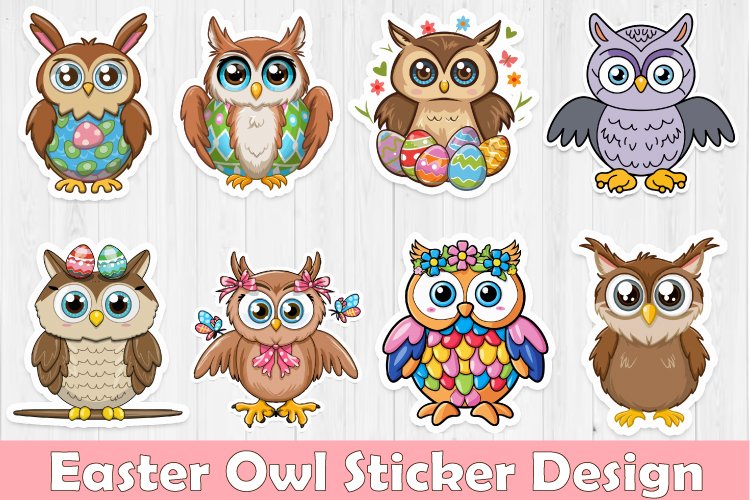 Easter Owl Sticker Bundle view 3