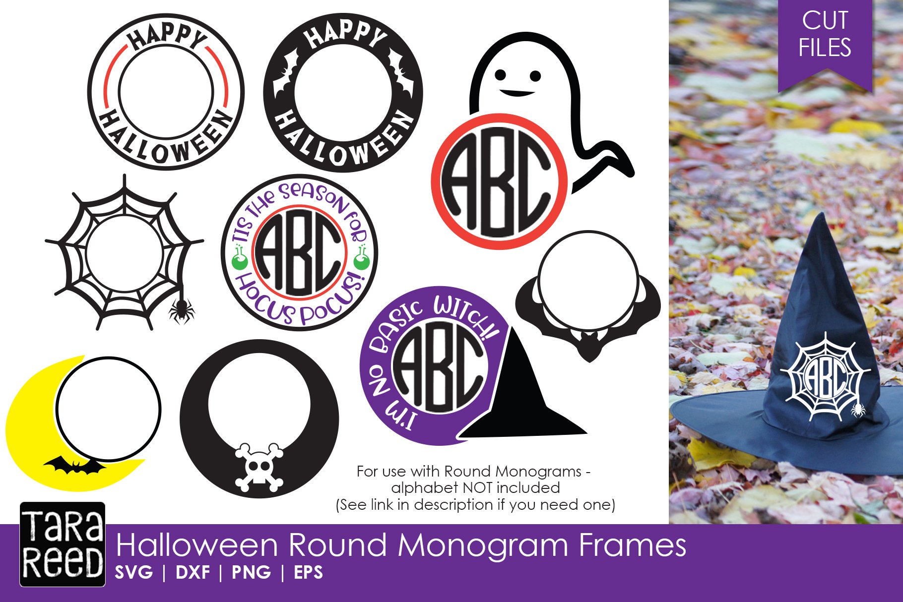Halloween Round Monogram Frames