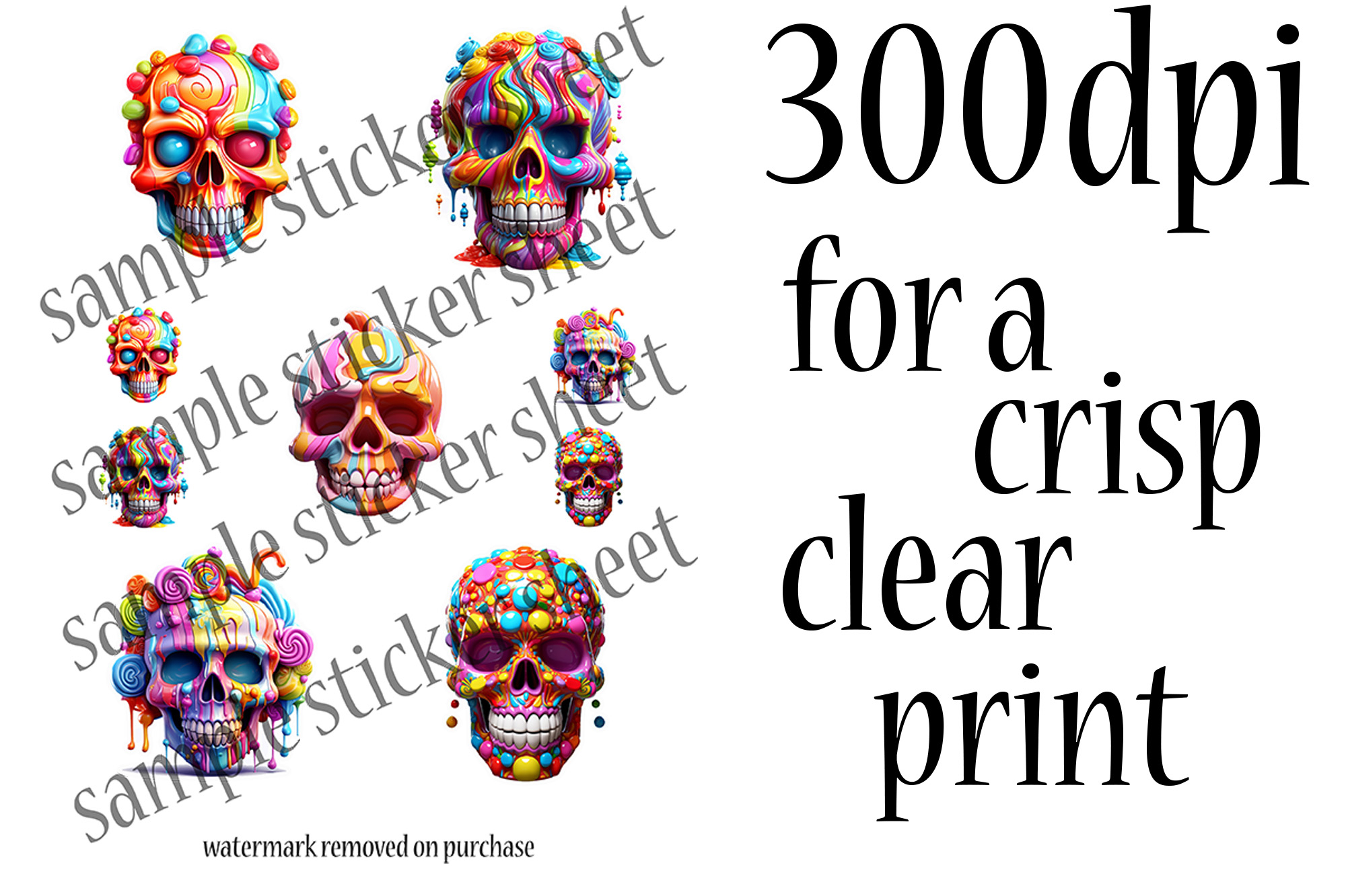 Halloween Skull Stickers Candycore - Cute and Colorful view 3
