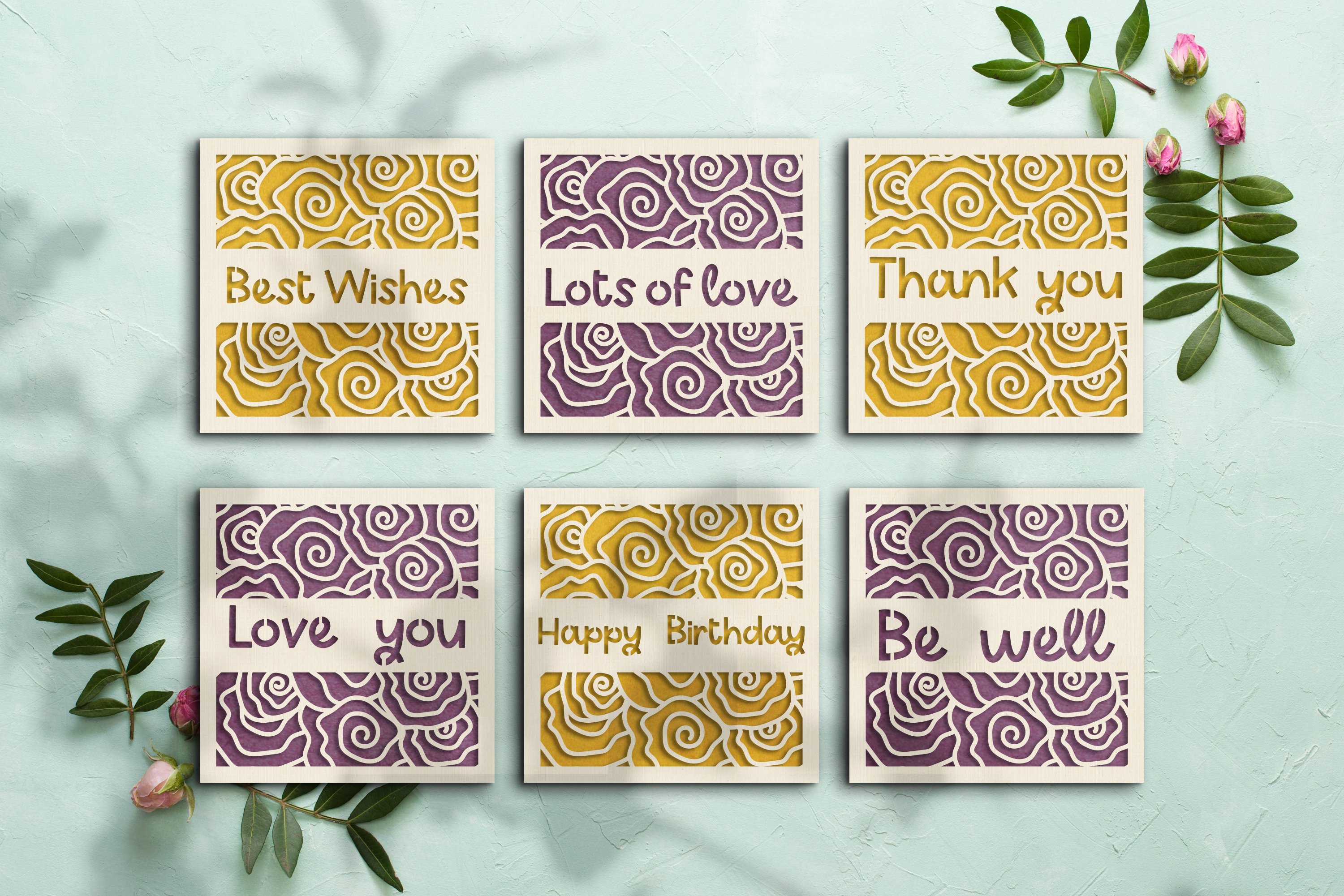 SVG 6 Classic any occasion Cards Set for Silhouette   Cricut