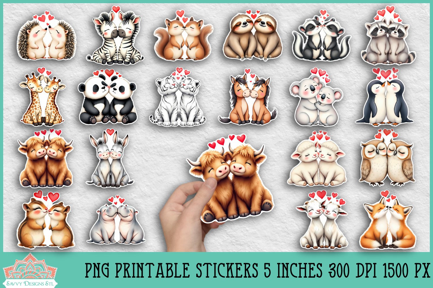 Animal Couples Printable Stickers | Valentine Stickers