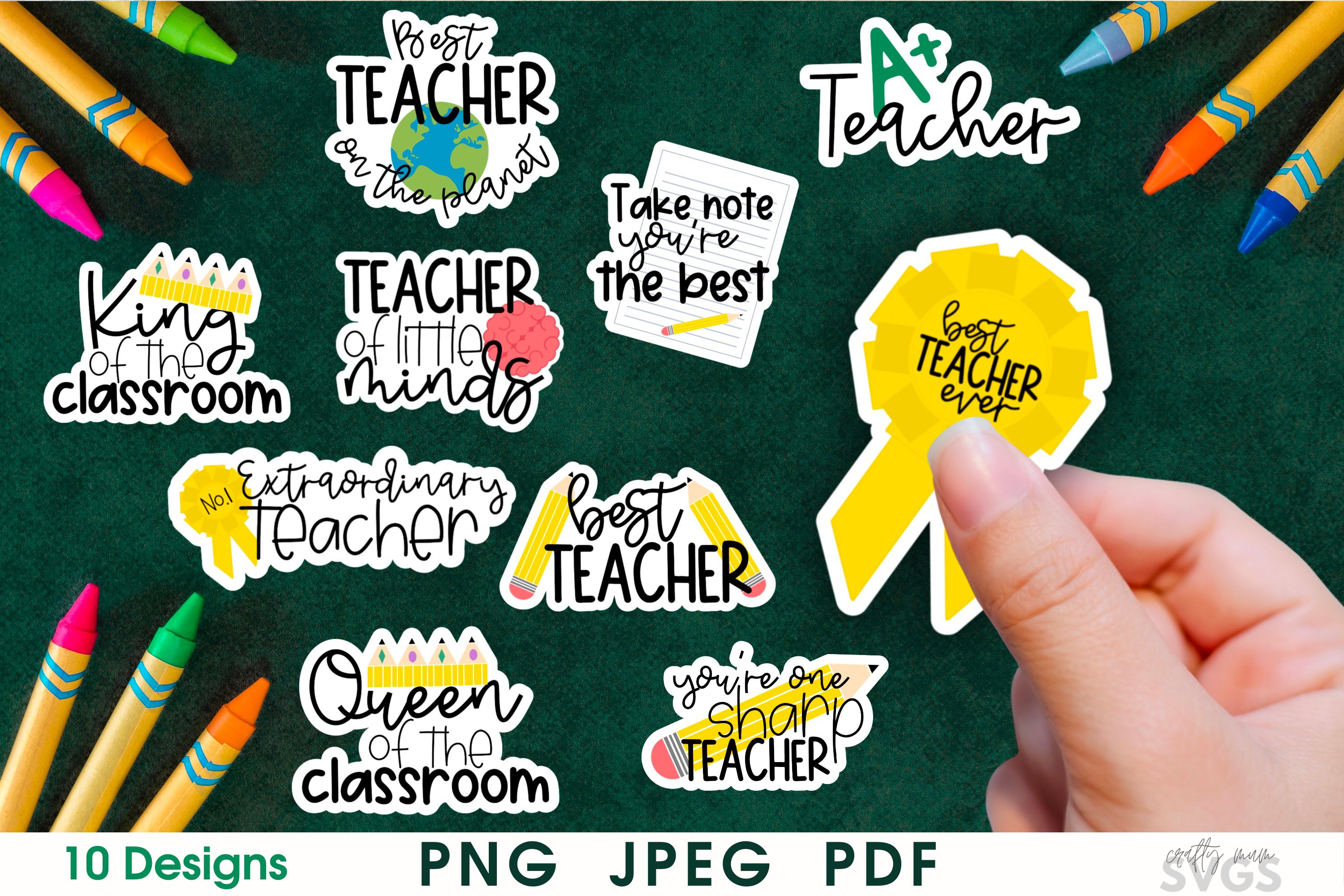 Teacher Stickers | 10 PNG Printable Stickers Pack