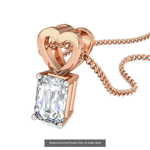 16 Solitaire Diamond Pendant 3dm stl render detail  3D Model Pack view 3