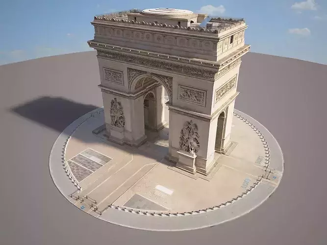 Paris Triumphal Arch 3D model view 2