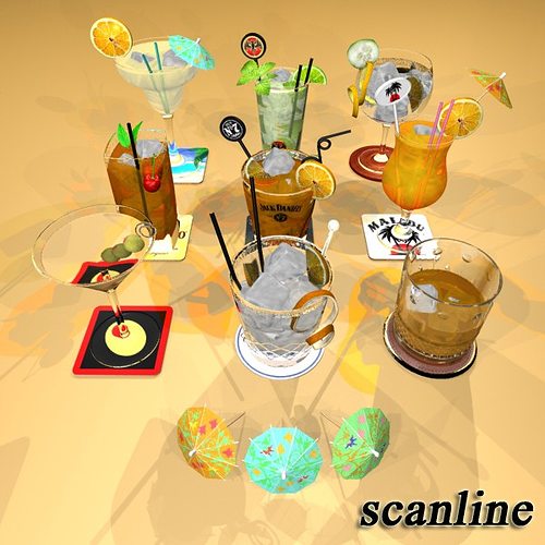 9 Cocktails collection cocktail 3D model view 3