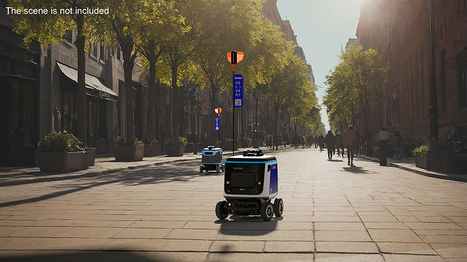 Kiwibot Delivery Robot Blue Off Rigged 3D model