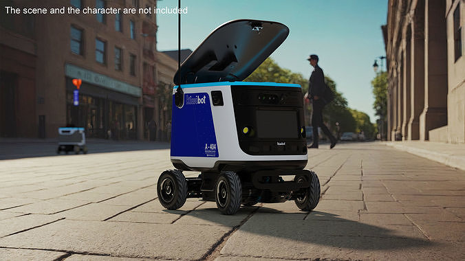 Kiwibot Delivery Robot Blue Off Rigged 3D model view 2