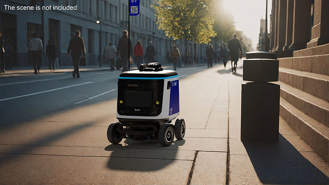 Kiwibot Delivery Robot Blue Off Rigged 3D model view 3
