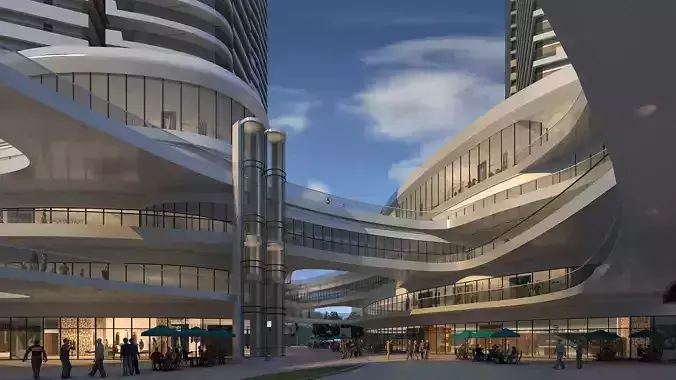 Shopping Plaza 08 3D model view 2