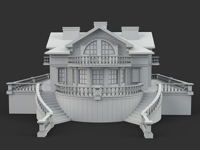 Luxury Mansion Classic Villa Exterior 3D model view 2