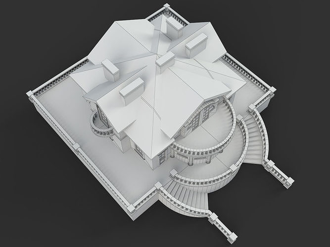 Luxury Mansion Classic Villa Exterior 3D model view 3