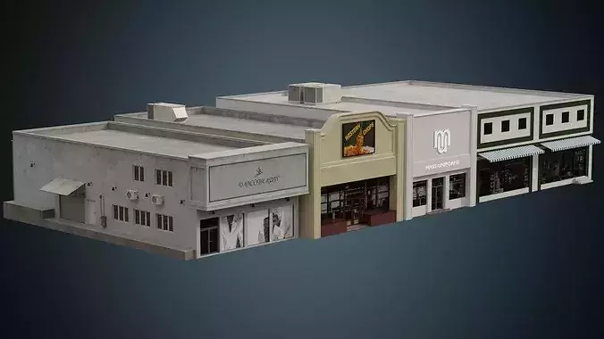 Buildings Collection 1 shopping mall Low-poly 3D model view 3