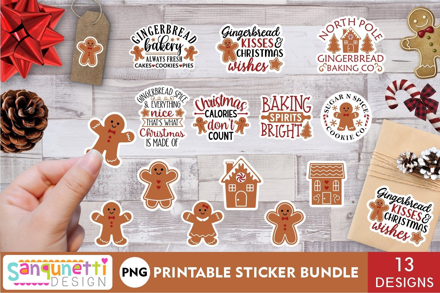 Gingerbread stickers | Christmas sticker bundle