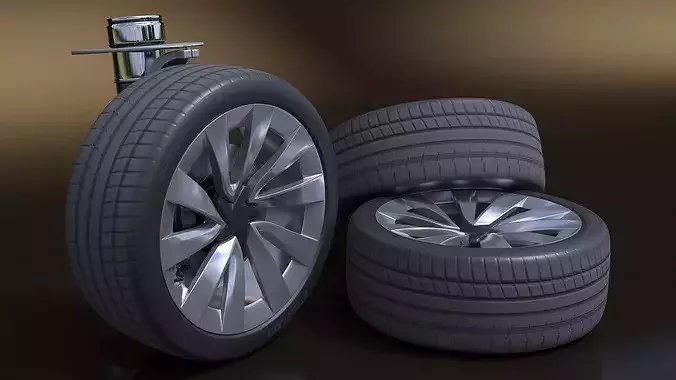 Front Suspension Vehicle Wheel 3D model view 3