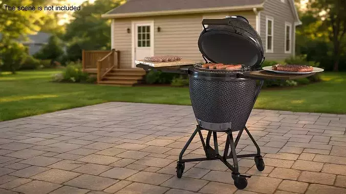 Charcoal Grill with Three Sausage Donenesses 3D model view 3
