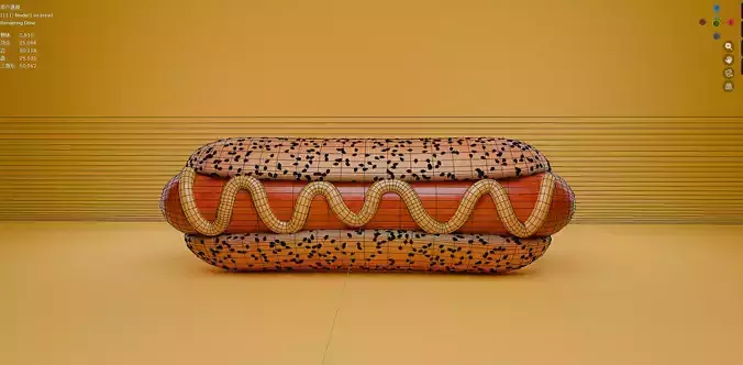 Stylized Hot Dog Cinematic Hotdog 3D model view 2