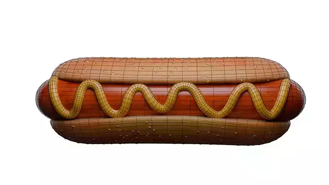 Stylized Hot Dog Cinematic Hotdog 3D model view 3