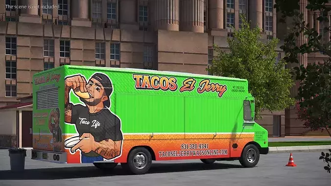 Tacos Street Vendor Truck Simplified 3D model view 3