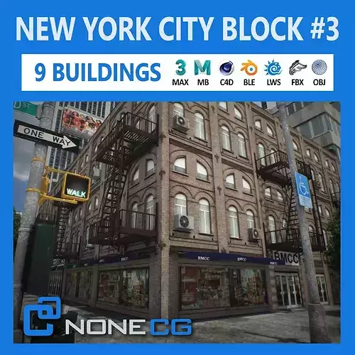 New York Block Set 3 V2 Low-poly 3D model