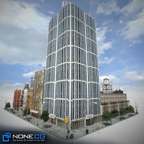 New York Block Set 3 V2 Low-poly 3D model view 2