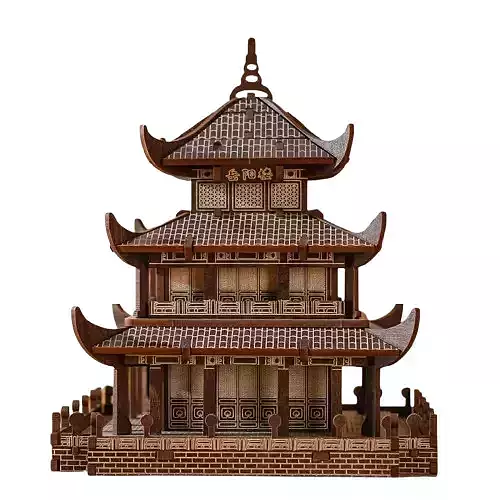 Ancient Chinese Architecture - Intricate Layered Pagoda  3D model view 2