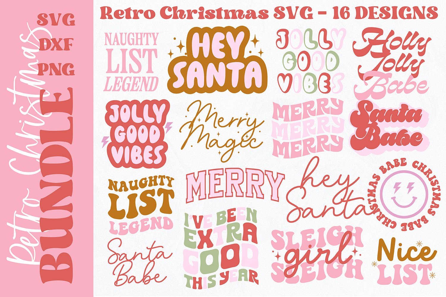 Trendy Retro Christmas SVG Bundle Vol.1