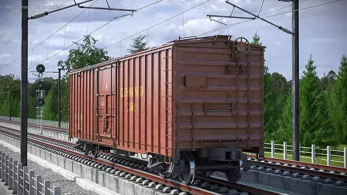 Sliding Door Ribbed Boxcar Used 3D model view 3