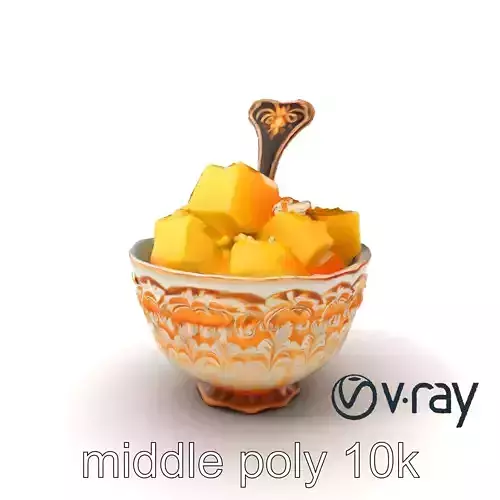 Caribbean Ornate Fruit Bowl with Sorbet model pack Low-poly 3D model