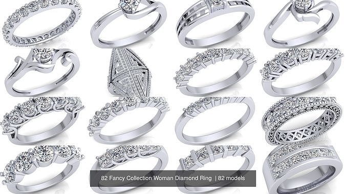 82 Fancy Collection Woman Diamond Ring  3D Model Pack view 3