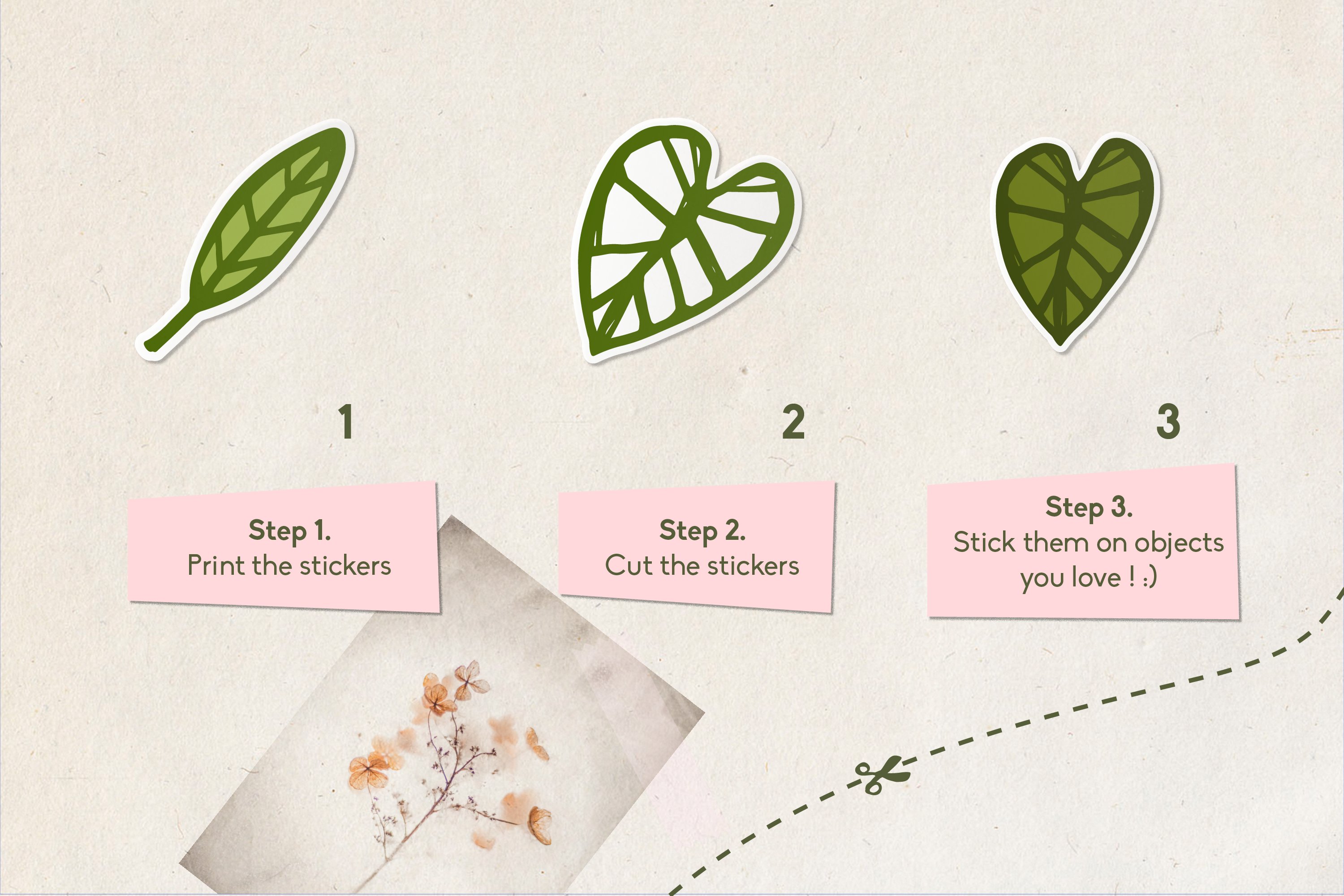 Monstera Nature Sticker Bundle SVG Cricut Label Sublimation view 2
