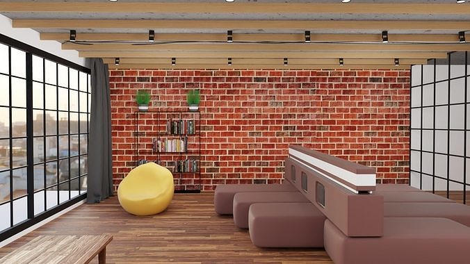 Industrial Loft Apartment 3D model view 3
