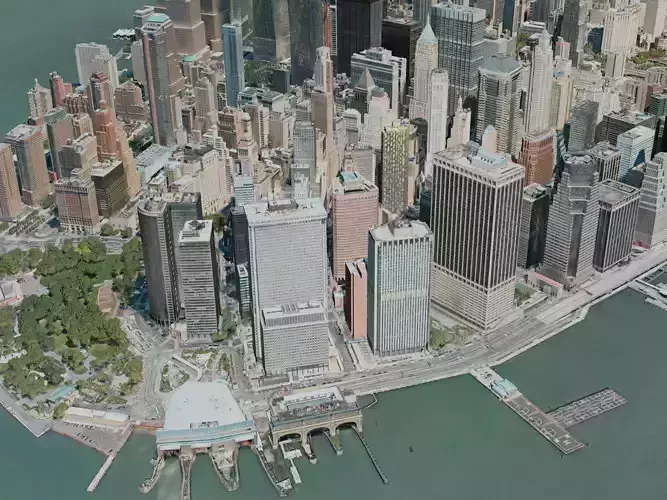New York City Lower Manhattan 3D model view 3