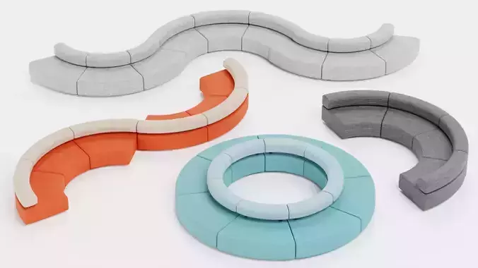 Modular Sofa Collection Low-poly 3D model